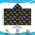 thumbnail image 2 of Multicolor Controllers Games Text Black Pattern Hooded Bath Towel，60"x35" for Ages 3 To 12 Kids, Quick Dry Lightweight Soft Microfiber Hood Beach Towel Cover Up for Kids, 2 of 7