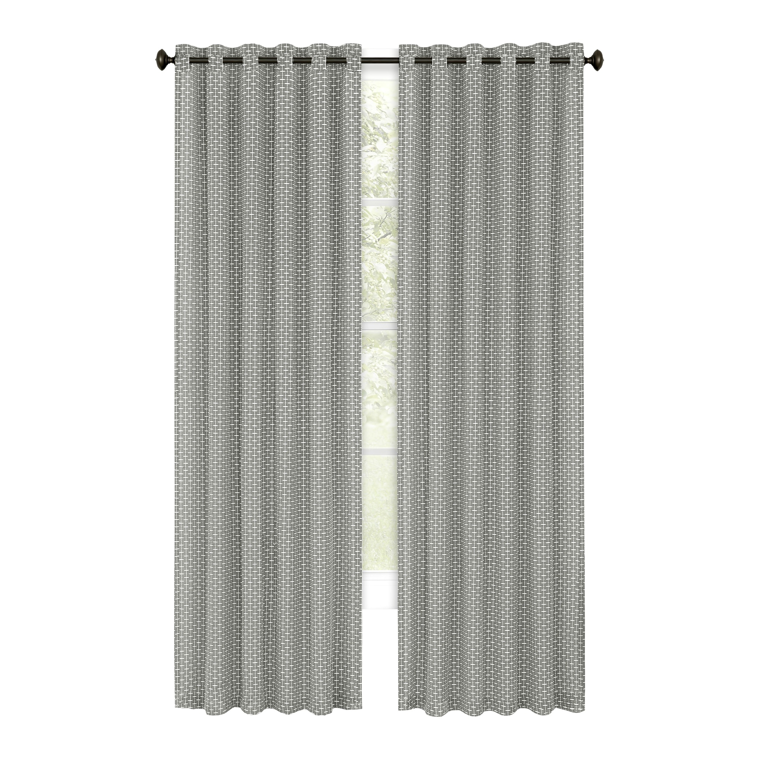 Achim Bedford Front Tab Light Filtering Curtain Panel, Grey, 42" x 84" - image 2 of 5