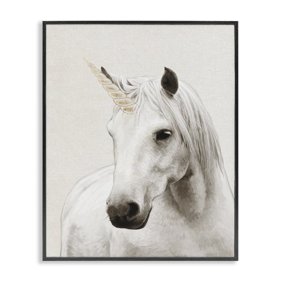 Stupell Industries Cottage Unicorn Portrait White Fantasy Black Framed Giclee Art, 16 x 20, by Ziwei Li