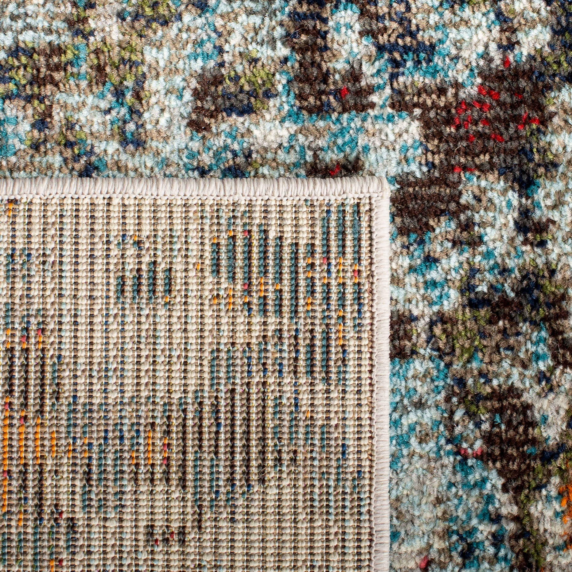 SAFAVIEH Madison Flowers Vintage Abstract Area Rug, Grey/Blue, 8' x 8' Round