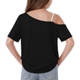 thumbnail image 5 of Mifsaly Girls Off Shoulder T-Shirts Loose Short Sleeve Kids Summer Tops Lightweight Comfortable Soft School Daily Wear Tee, 5 of 9