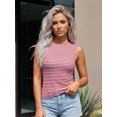 thumbnail image 4 of LMLYSoH Women's Striped Sleeveless Tops Boat Neck Slim Fit Summer Tanks Casual Horizontal Stripe Vest, 4 of 9