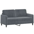 thumbnail image 2 of vidaXL 2 Piece Sofa Set with Pillows Dark Grey Velvet, 2 of 5