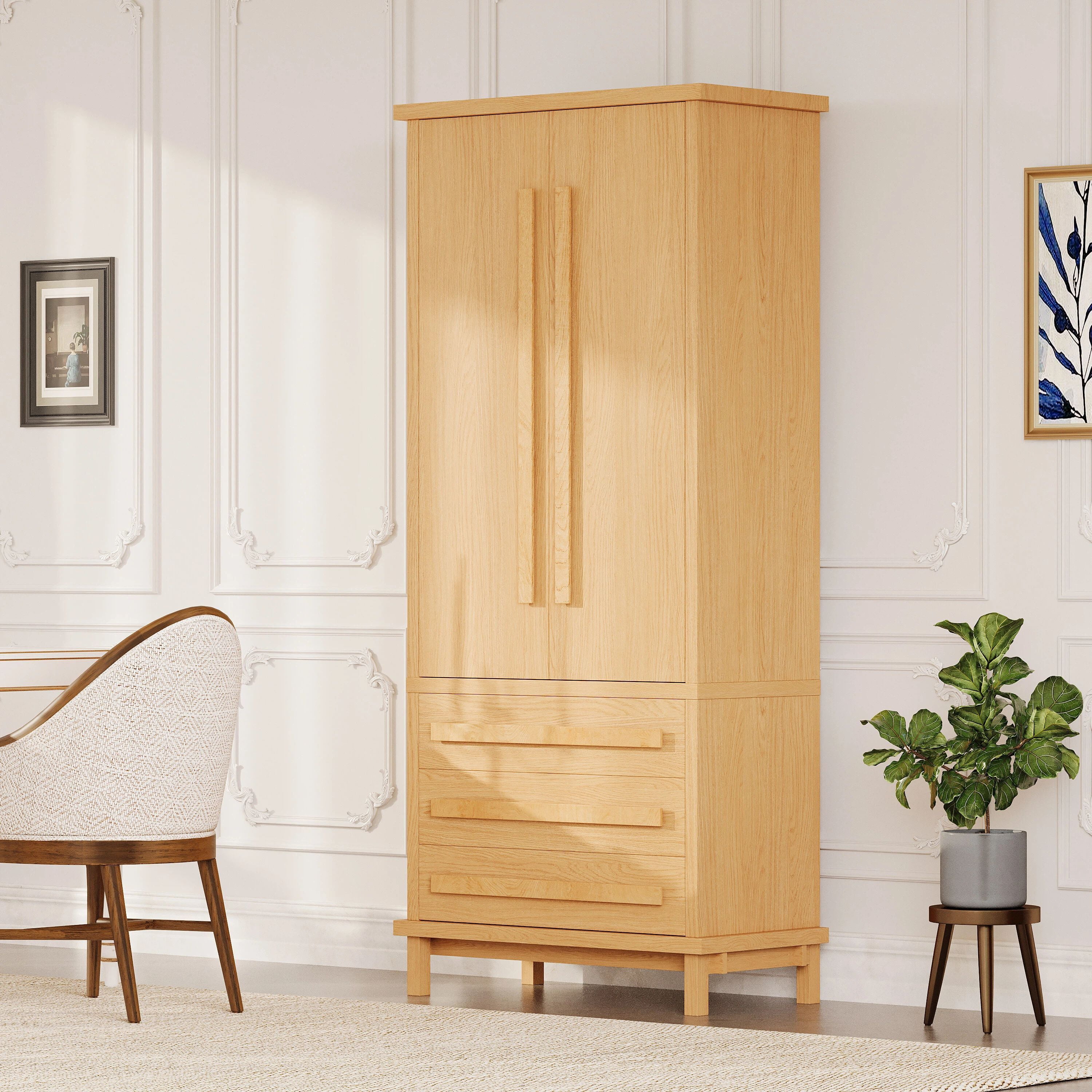 Euroco 70" Kitchen Pantry Cabinet,Large Food Storage Pantry Cabinet with 2 Cabinet Shelves,6 Door Shelves & 3 Drawers,Freestanding Tall Cupboard for Kitchen, Dining Room, Living Room, Bathroom