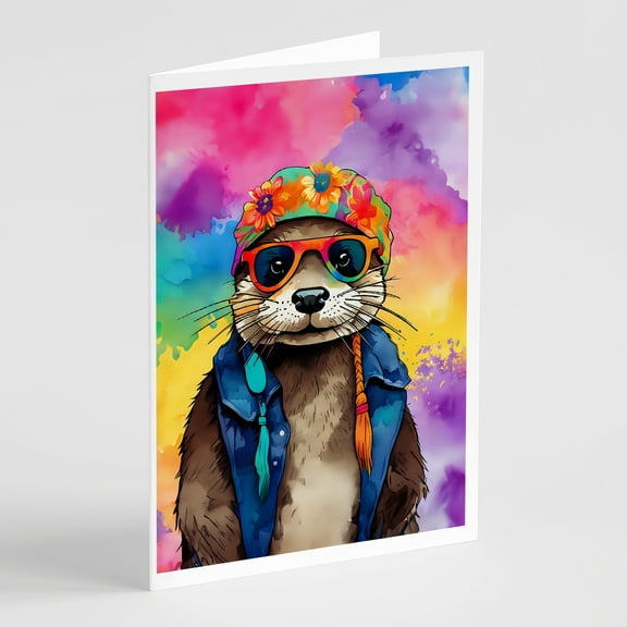 Hippie Animal Otter Greeting Cards Pack of 8 7 in x 5 in