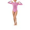 thumbnail image 4 of IBTOM CASTLE Women Long Sleeve Metalic Shiny Leather Turtleneck One Piece Gymnastics Leotard Ballet Dancewear Athletic Train Top 3XL Pink, 4 of 5