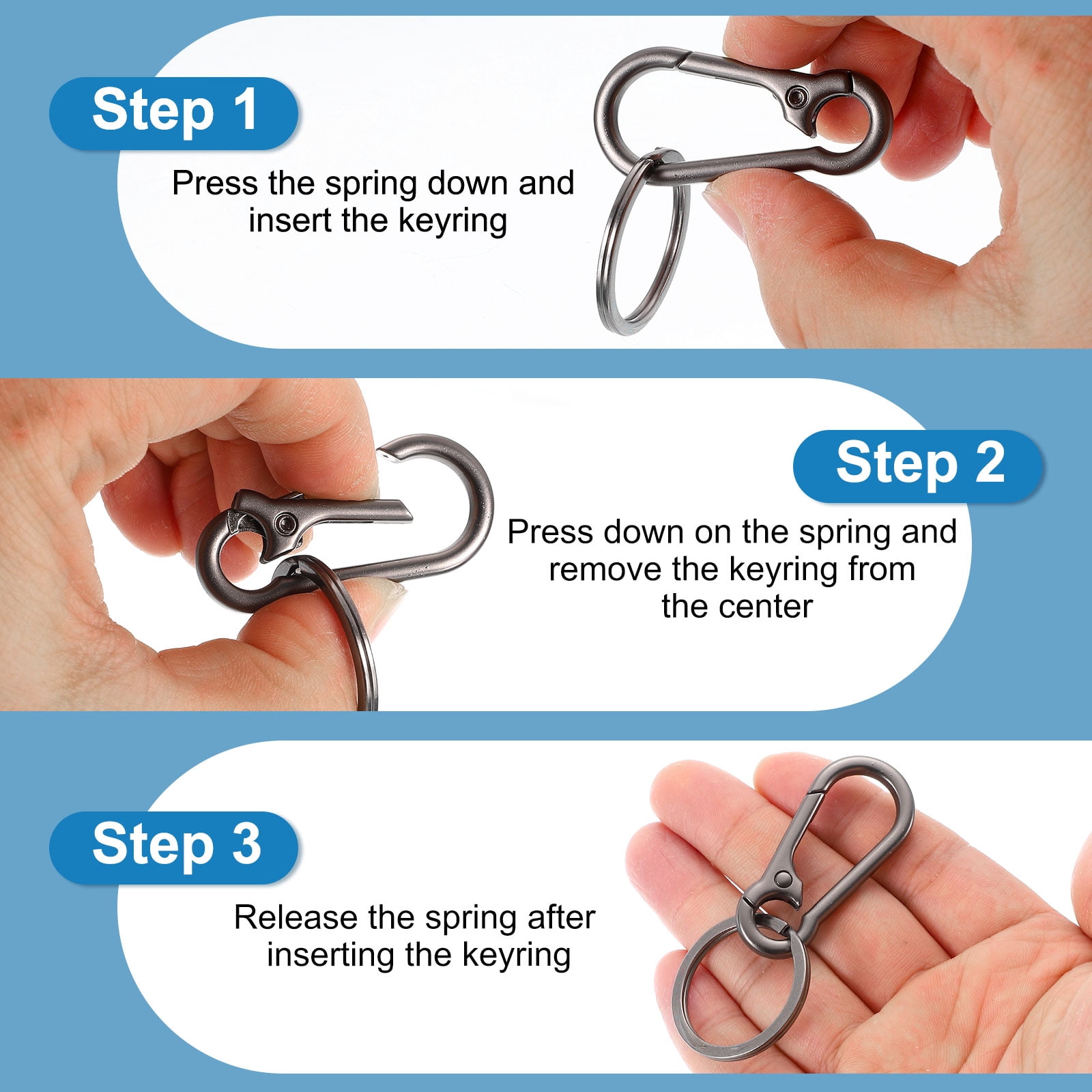 KJ KEY CHAIN キーホルダー3点まとめ売り Uxcell Metal Keychain Keyring, 3 Pack Key Chain Ring Clip Sturdy