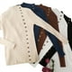 thumbnail image 5 of Suéter de cuello alto de manga larga con cuello alto y botones para mujer, camisa básica de punto que combina con todo, top de otoño, 5 of 5