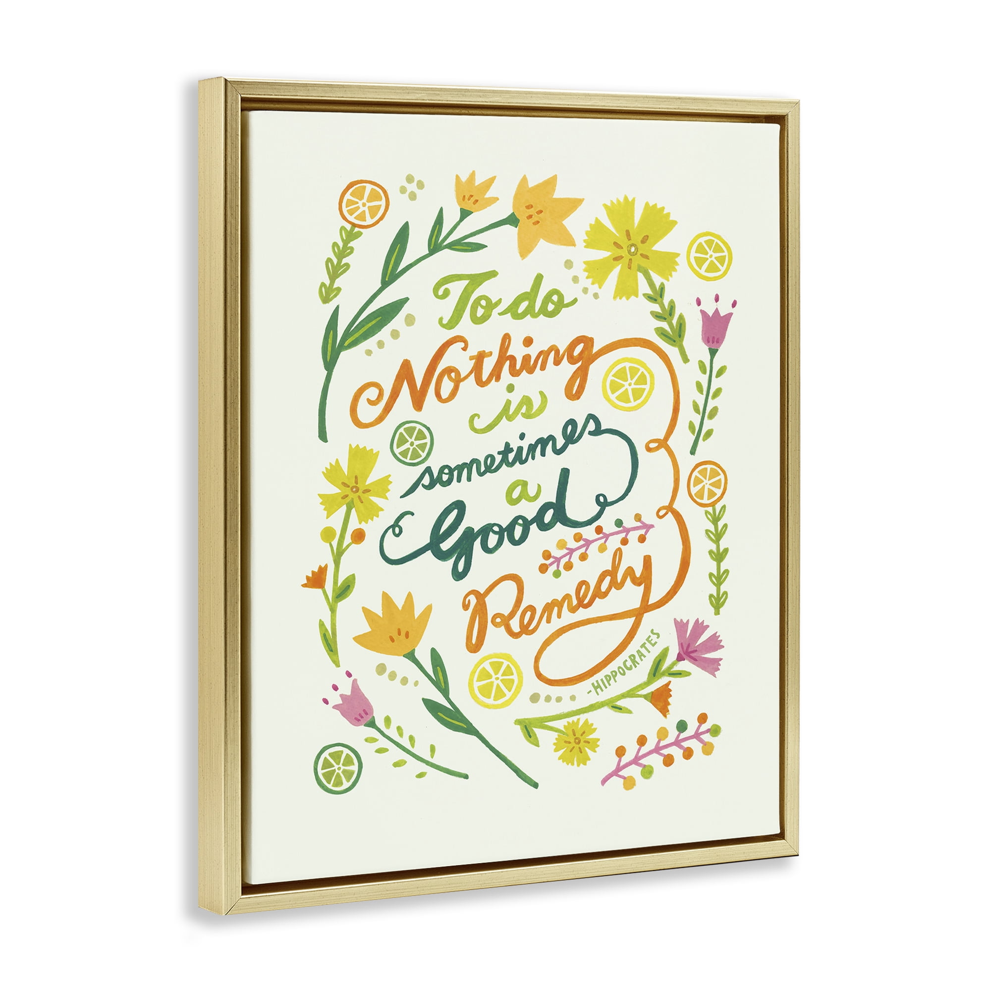 Stupell Industries Doing Nothing Good Remedy Plants & Flowers Painting Gold Floater Framed Canvas Art Print Wall Art, 25 x 31