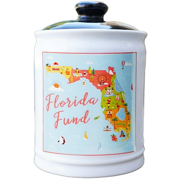Cottage Creek Florida Vacation Fund Ceramic Piggy Bank, White