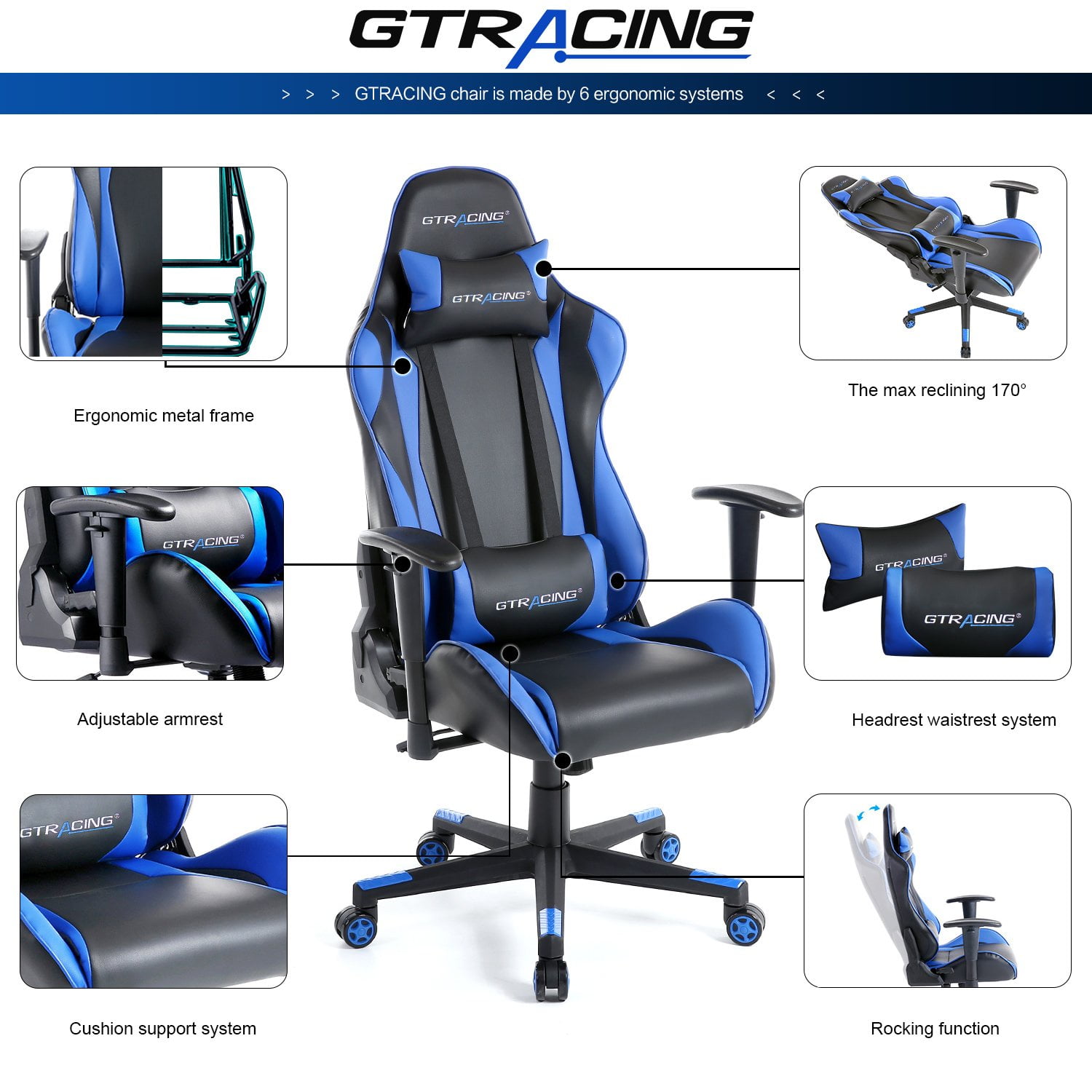 gtracing blue gaming chair