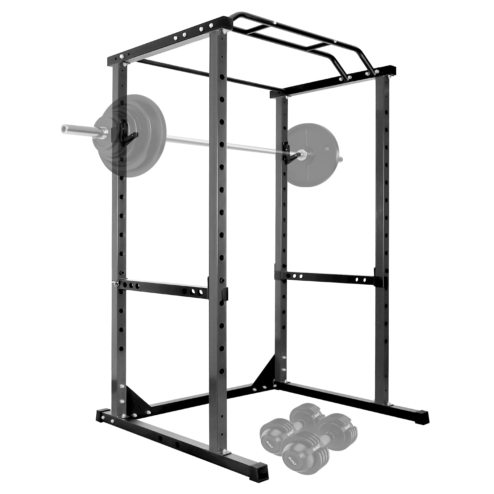Adjustable Squat Rack, 1200LB All-in-One Squat Rack, 45.6"×44.3"×81.5" Squat Rack Power Cage with J-Hooks for Home Gym Strength Exercises