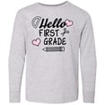 thumbnail image 3 of Inktastic Hello 1st Grade with Hearts and School Supplies Long Sleeve Youth T-Shirt, 3 of 5