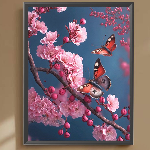 Cuadros Decorativos 5D bricolaje cuadrado completo taladro diamante pintura Sakura Kit decoración del hogar (ZQA258) Wdftyju embutido en tela