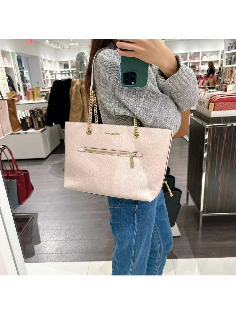 Michael Kors Jet Set Medium Powder Blush Leather Front Zip