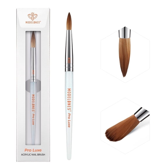 Modelones Pro Luxe Acrylic Nail Brush, Size 10 Oval Crimped Shaped Sturdy Ergonomic Handle for Acrylic Powder Sculpting Nail Art Brushes Professional Salon DIY Use