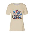 thumbnail image 3 of Tops de Ajuste Suelto para las Mujeres Sudadera Casual Impresa Manga Corta Cuello Redondo Superior, Poliéster, 3 of 7
