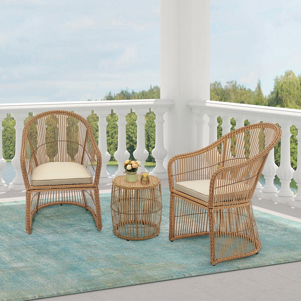 Abble 3 Piece Natural Rattan Seating Group with Cushions