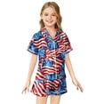 thumbnail image 1 of Kids' 4th Of July Printed Satin Pajama Set Short Sleeve, 1 of 4