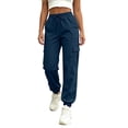 thumbnail image 2 of WIZUTIZ Women's Tapered Ankle Pants Elastic Waist Drawstring Side Pockets Full Length Casual Jogger Trousers Lightweight Stretchy Soft Comfy, 2 of 6