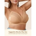 thumbnail image 6 of SHARICCA Womens Plus Size Wirefree Bra Bralette Lace Unlined Minimizer Bra 40D, 6 of 7