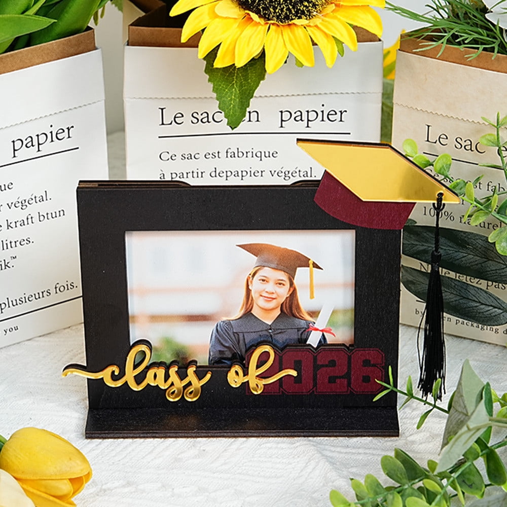 Fufafayo 2026 Graduation Photo Frame, Bachelor Cap Tassel Keepsake, Wooden Desktop Ornament For College High Study Graduation Decor, Tabletop Display For Senior Party Gifts