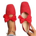thumbnail image 4 of DIVVce Satin Bow Square Toe Ballet Flats For Women Closed Slip On Comfort Casual Dress Footwear, 4 of 8
