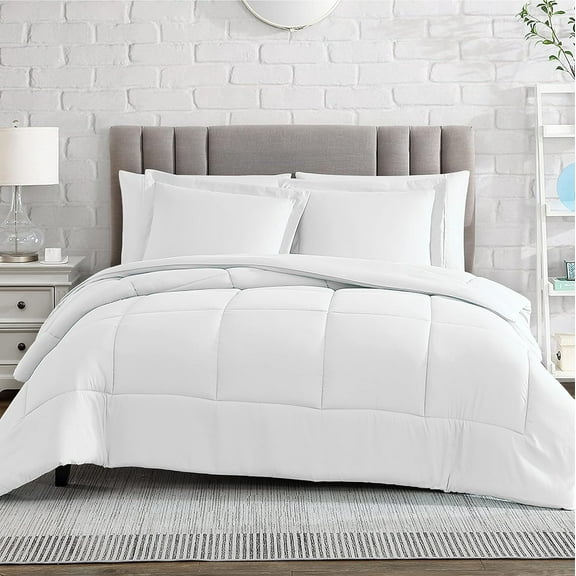 American Home Collection Comforter Set - Extra Soft Microfiber - 2 Piece Comforter and Pillow Sham Set - Twin/Twin XL, White