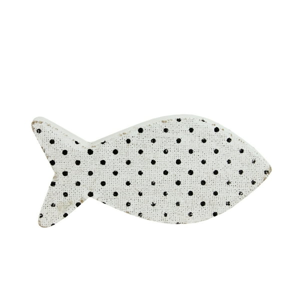 Northlight Cape Cod Inspired Polka Dot Fish Decoration - 10” - White and Black
