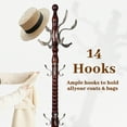 thumbnail image 3 of PUKNLY Wooden Coat Rack Freestanding, Hall Tree Hanger with Resin Hooks, Adjustable Heavy Duty Coat Stand for Hanging Clothes, Bags, Hats, and Umbrellas in Living Room, Bedroom, Entryway, and Hallway, 3 of 8