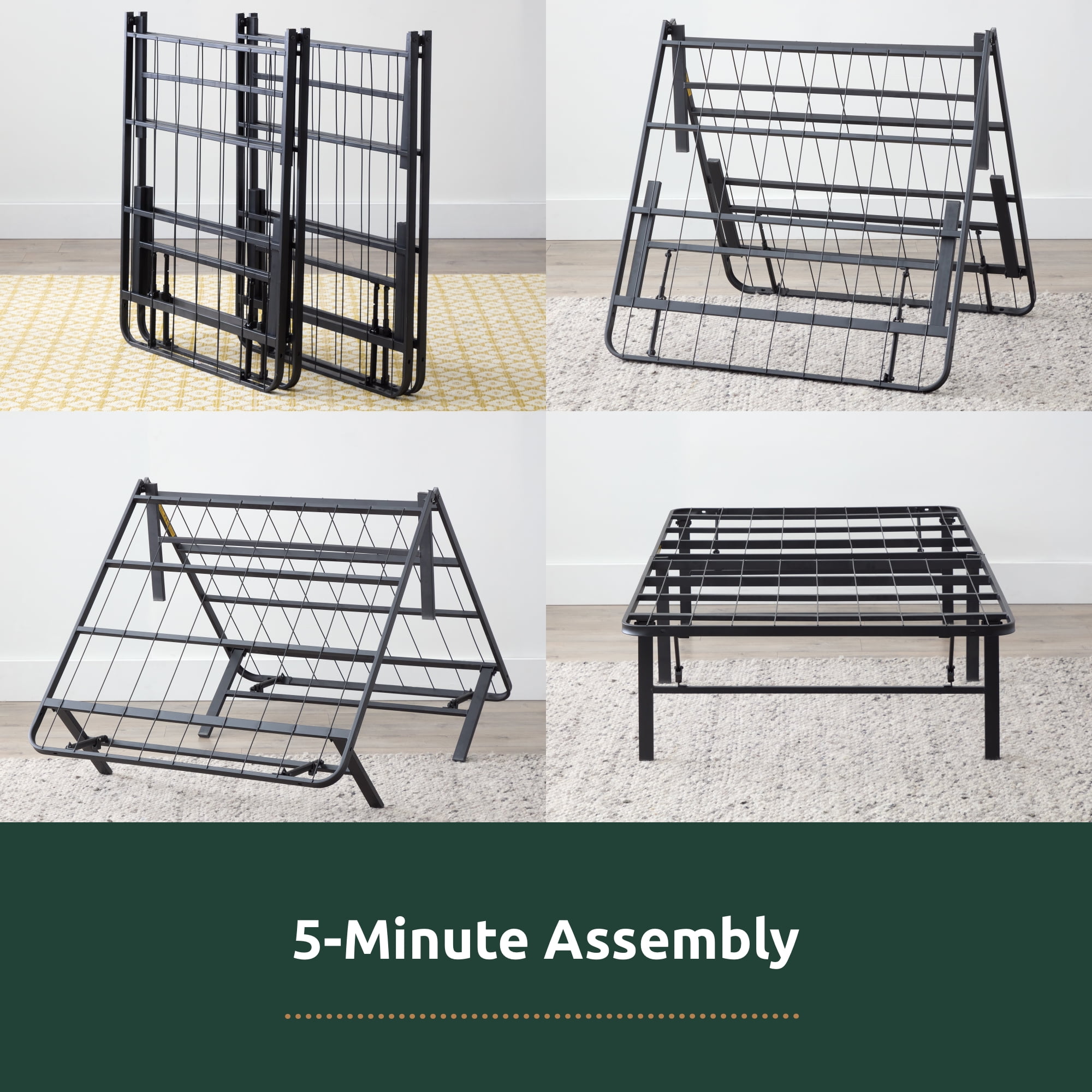 Rest Haven 14" Black Steel Platform Bed Frame, Twin
