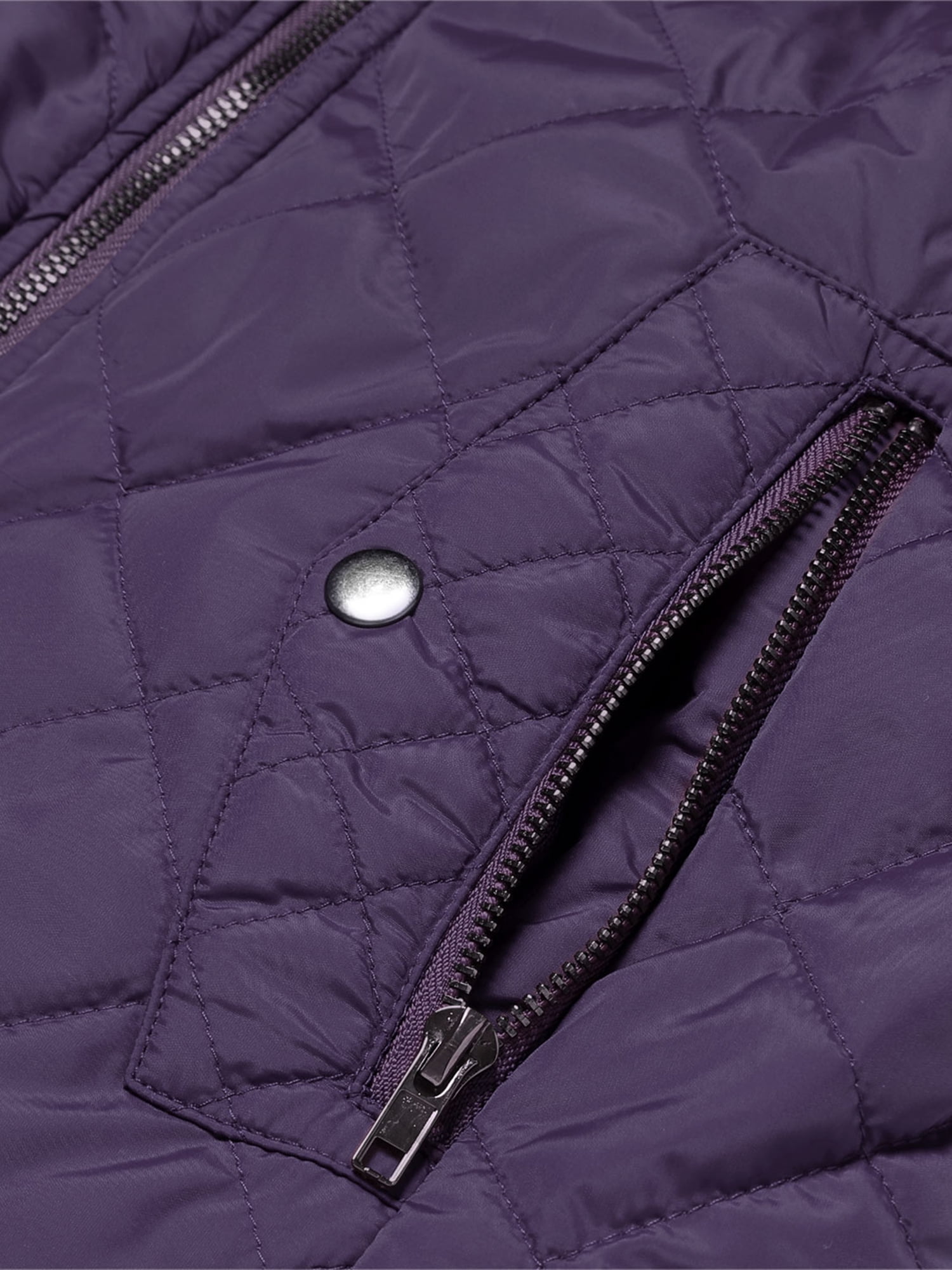 DARING DIVA Women's Zip Stand Collar Quilted Padded Vest M Purple