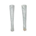 thumbnail image 5 of BLISSFUL STEP Women's Boots Glitter Over The Knee Stiletto Heel Pointy Toe Party Boots Silver 7, 5 of 6