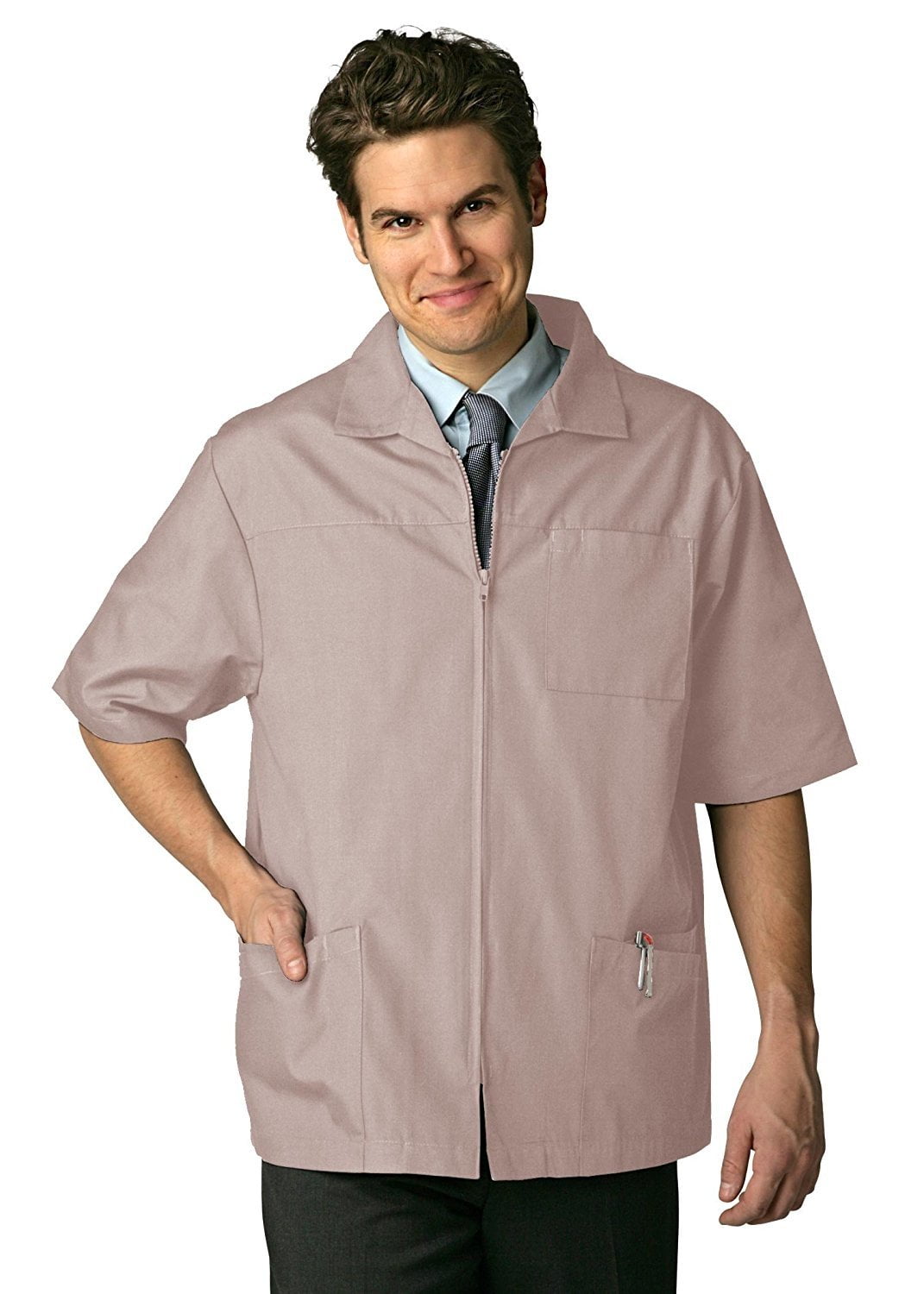 Adar Universal Scrubs For Men Zippered Short Sleeved Scrub Jacket