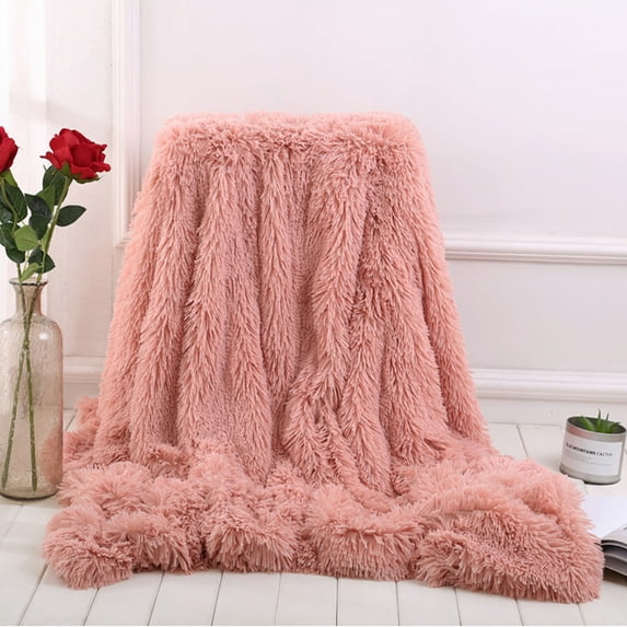 6 Colors 2 Sizes Shaggy Faux Fur Supersoft Ultra Plush Decorative Throw Blanket Winter Warm Blanket Bed Quilt, Sofa Quilt , Car Quilt (51x63 inch/ 63x79 inch)