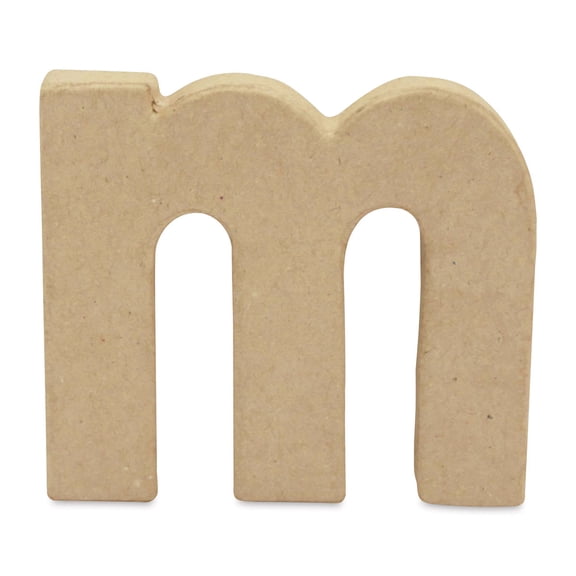 DecoPatch Paper Mache Small Kraft Letter - M, Lowercase, 3-3/4" W x 3-2/5" H x 1/2" D