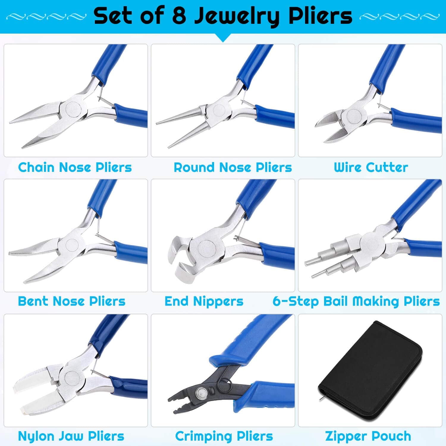 Jewelry Making Pliers Tools, 8pcs Micro Jewelry Pliers Set for Jewelry Making Supplies