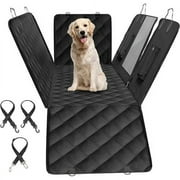 Aoyom Simple Deluxe Dog Car Seat Cover for Back Seat, 100% Waterproof Pet Seat Protector with Mesh Window, Scratchproof & Nonslip Dog Hammock for Cars, Trucks, SUVs, Standard