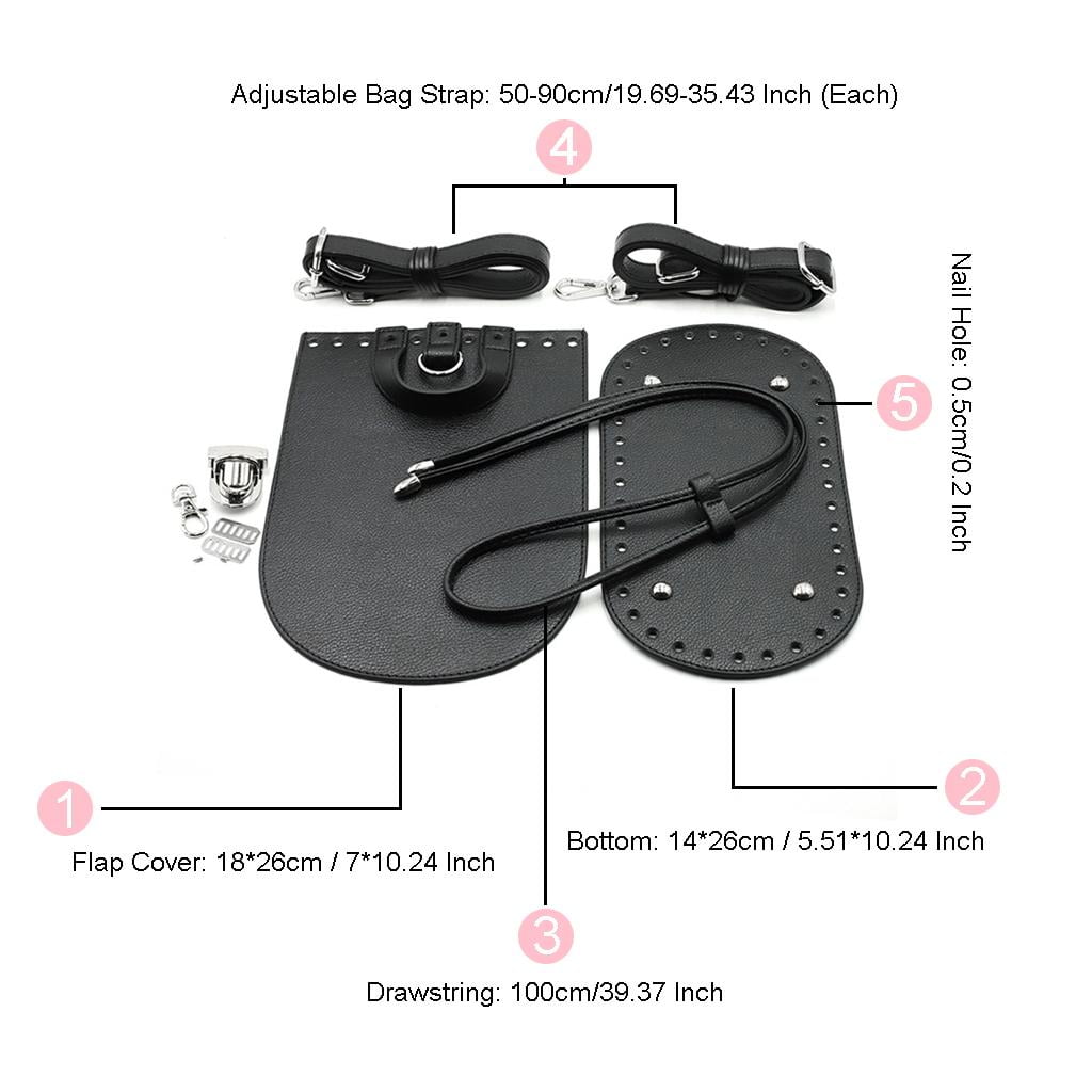 7x Leather Bag Bottom Mat Cushion Pad Flap Cover Drawstring Handbag Bag Making Black
