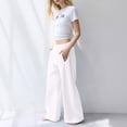 thumbnail image 7 of YOZGXEG Wide Leg Pants Women Women Wide Leg Interior Baggy Casual Barrel Elastic Waist Athletic Sweatpants White S-3Xl, 7 of 7