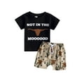 thumbnail image 2 of Baby Boy Summer Clothes Letter T Shirt 6M 12M 18M 24M 3Y Cow Print Retro Boho Jogger Pants Toddlers Country Cowboy Shorts Set, 2 of 10