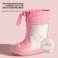 thumbnail image 2 of Botas de lluvia para niños, zapatos de agua antideslizantes cálidos con dibujos animados, botines de bebé de media pantorrilla extraíbles con forro polar para niños y niñas, zapatos de goma para niño, 2 of 5