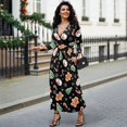 thumbnail image 3 of Tutolipy Christmas Dresses for Women Snowman Snowflake Printed A Line Dress Flowy Casual Midi Dress Ruffle Fall Winter Dresses with Pockets, M, 3 of 6