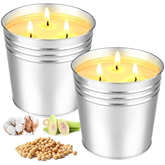 2 Pack Citronella Candles Large, 3 Wicks 34oz Citronella Candle Outdoor for Home Patio, 200h Long Lasting Summer Candle Bulk for Homen Scented Garden Balcony Camping BBQ