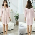 thumbnail image 5 of Camisón de mujer con botones, camisón de manga, camisón de novio con cuello en V, ropa de dormir, vestido de pijama Sexy suave, 5 of 5