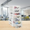 7 Clear Plastic Drawer Organizers Stackable Units for Office/Bathroom