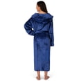 thumbnail image 3 of PAVILIA Plush Hooded Robe For Women | Blue, Fluffy Soft Bathrobe With Hood | Fuzzy Warm Spa Robe, Cozy Fleece Long Robe | Satin Trim, Small-Medium, 3 of 10