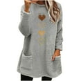 thumbnail image 2 of Oplxuo Womens Sherpa Sweaters Crewneck Long Sleeve Fuzzy Printed Oversized Sweatshirt with Pockets Pullover Soft Fall Tops, 2 of 2