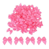100 Pcs Mini Ribbon Bow 1" Mini Fabric Satin Ribbon Flower Bows for Craft DIY Sewing Wedding Birthday Party Gift Wrap Bows Light Rose Red