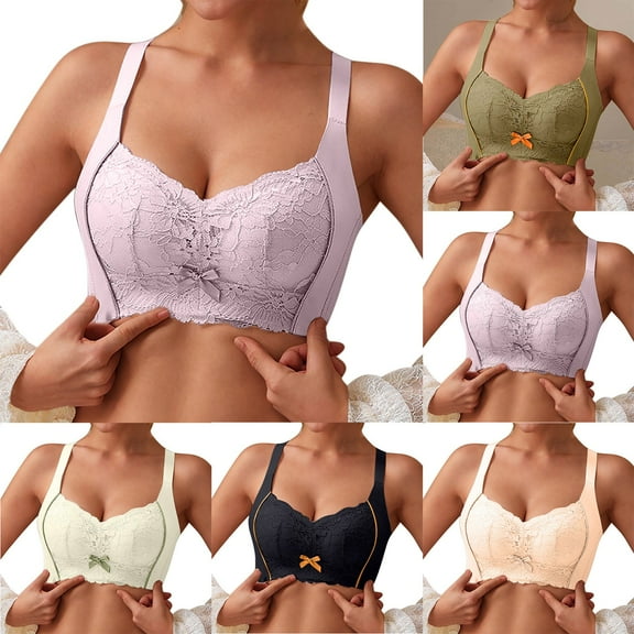 Zpanxa Bras for Women, Women's 3/4 Cup Lace Bralette Wireless Comfortable No Underwire Everyday Wear Bra with Accessories